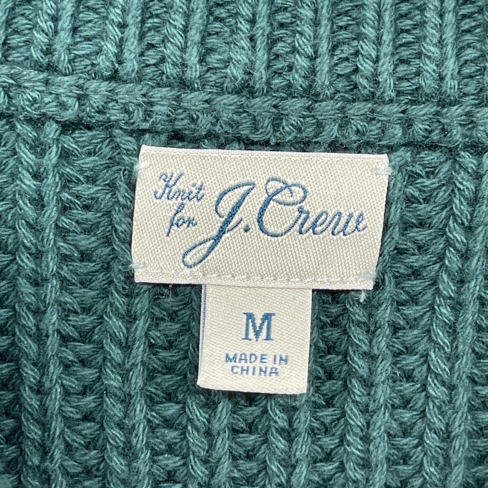 J Crew Womens Sweater Green Chunky Long Sleeve Scoop Neck Pullover Knit Size M - Picture 5 of 10